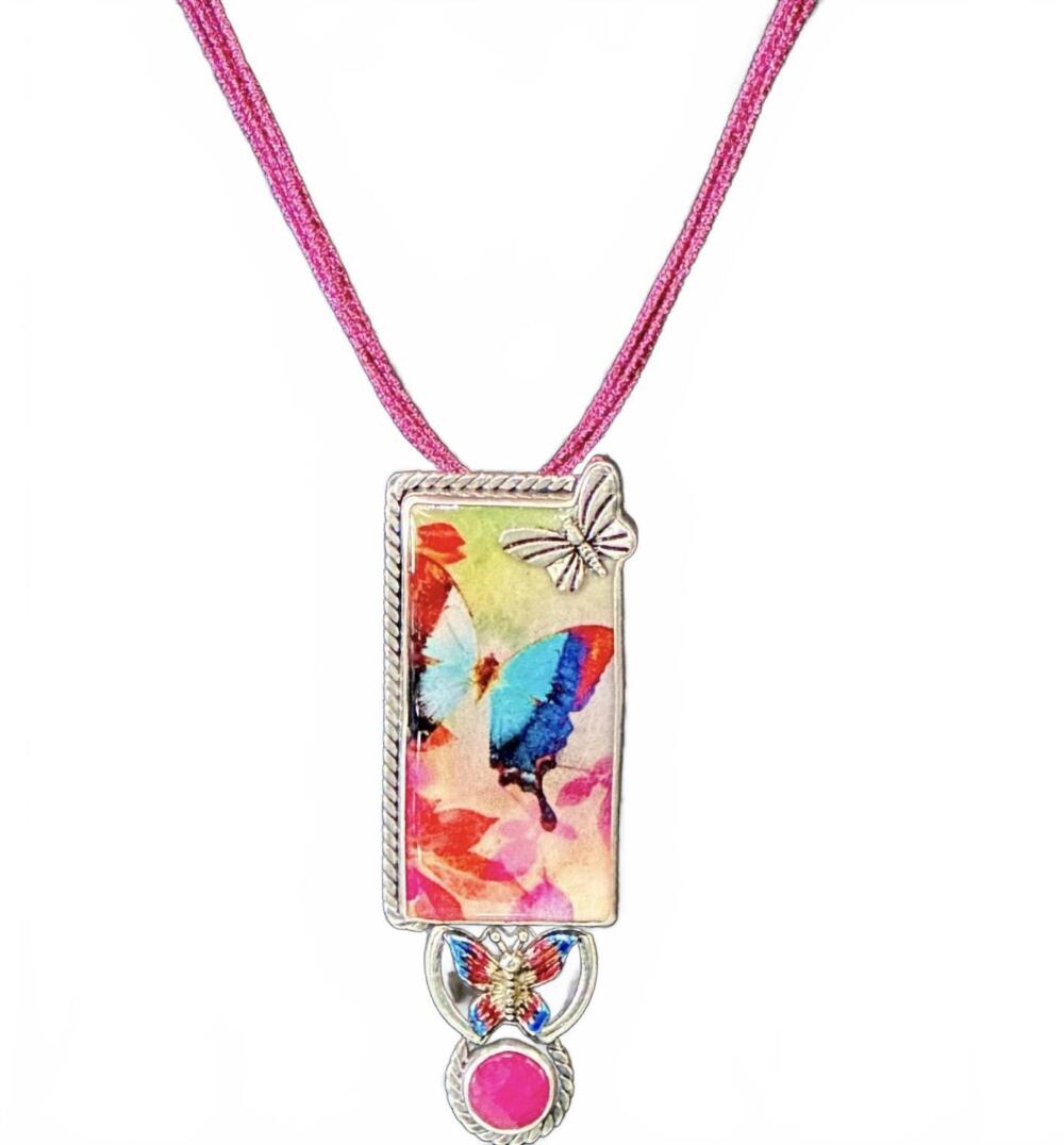 NEW AMY KAHN RUSSELL butterfly elegance necklace in multi